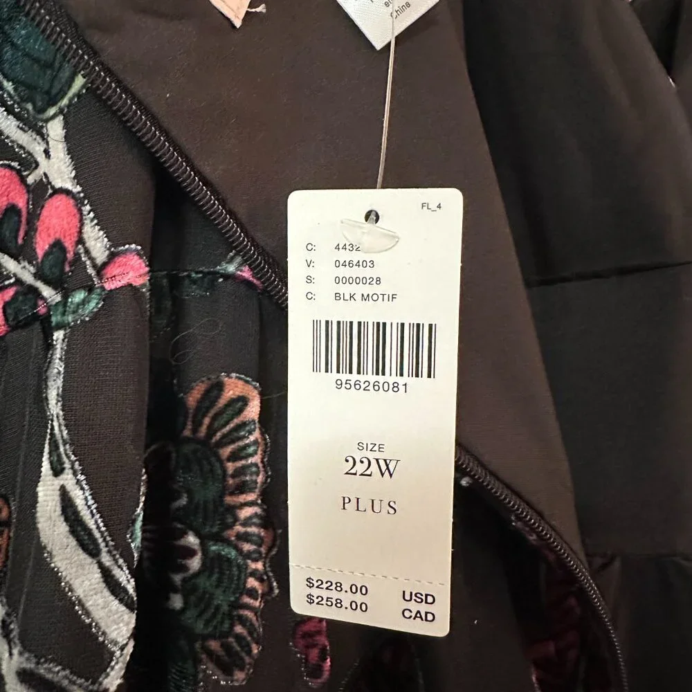 Anthropologie Red & Black Floral Velvet Wide Leg Jumpsuit Size 22, New with Tags - Picture 8 of 9